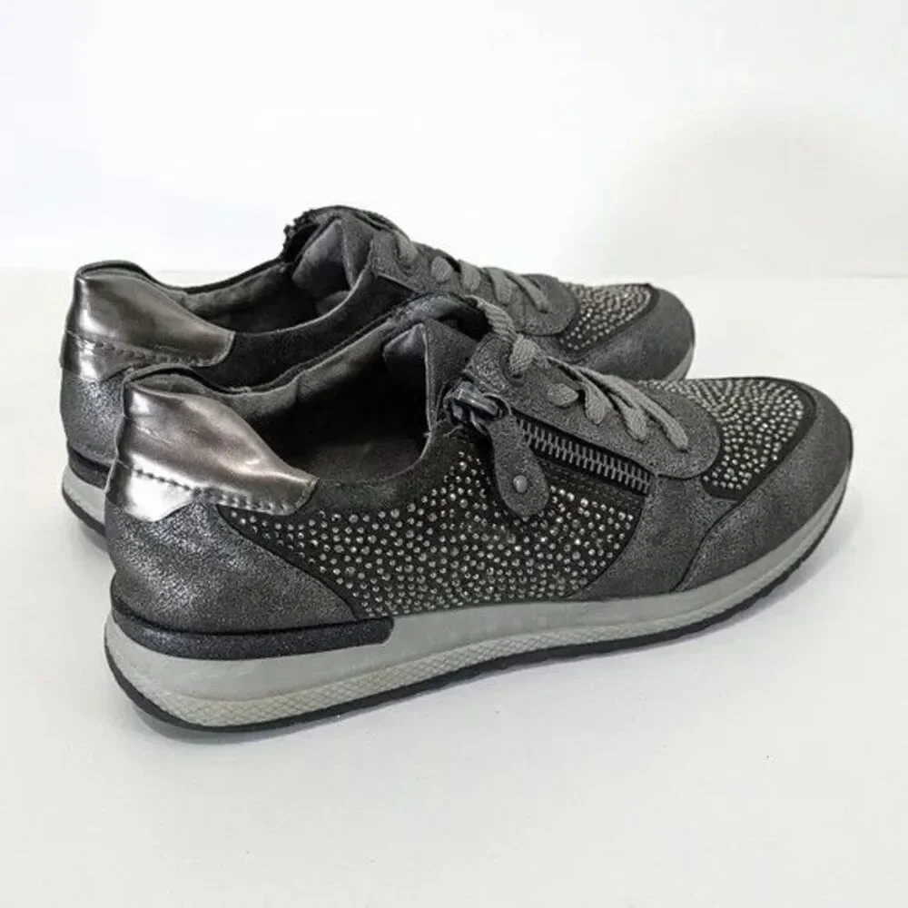 Remonte Soft Rhinestone Metallic Soraya Sneakers - Size EU 37 / US 6 - 6.5 Women